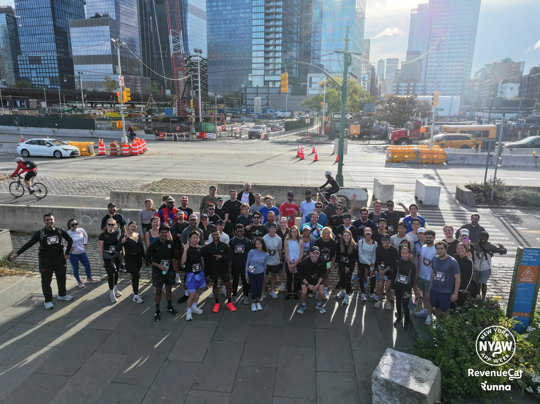 Runna 5K participants gathered beside Hudson Yards